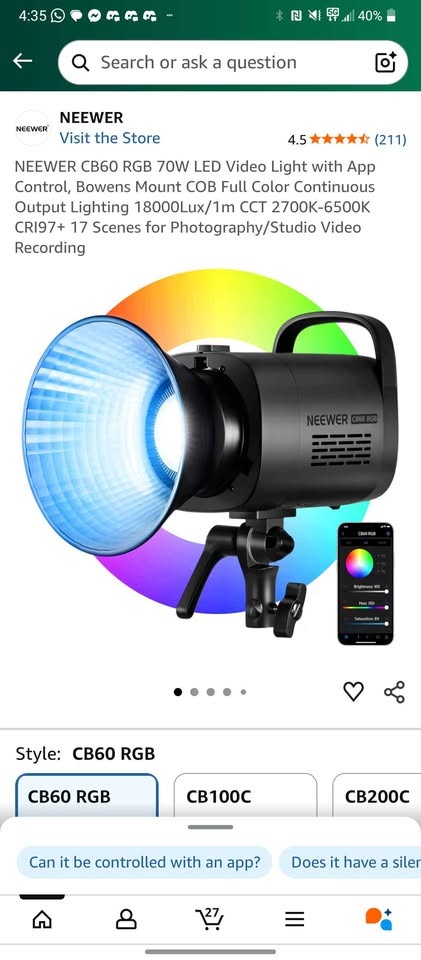 Newer CB60 RGB led studio light - photo 3