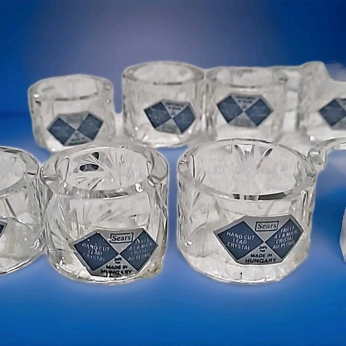 Sears Vintage HandCut Lead Crystal Napkin Rings (8)Set