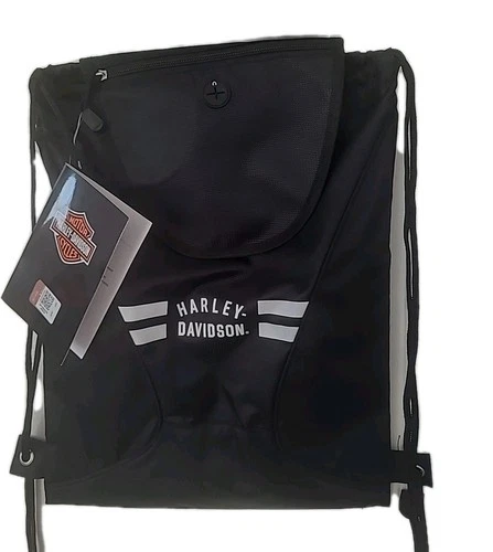Harley-Davidson Black Drawstring Backpack Bag New