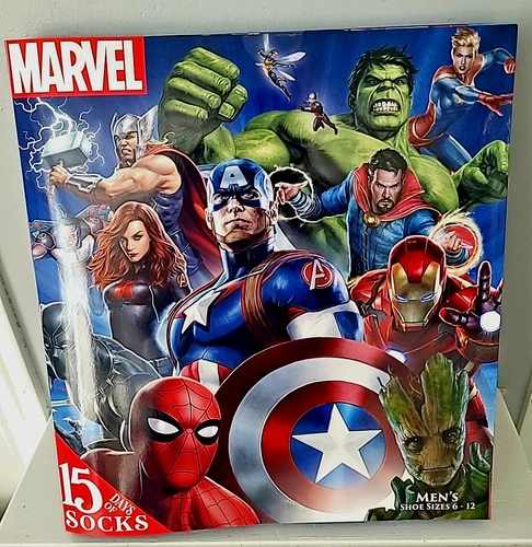 Marvel Mens 15 Days of Socks 15 Pairs New