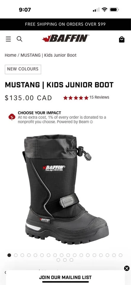 BAFFIN MUSTANG | KIDS JUNIOR BOOT SIZE 6 image indicator(5)