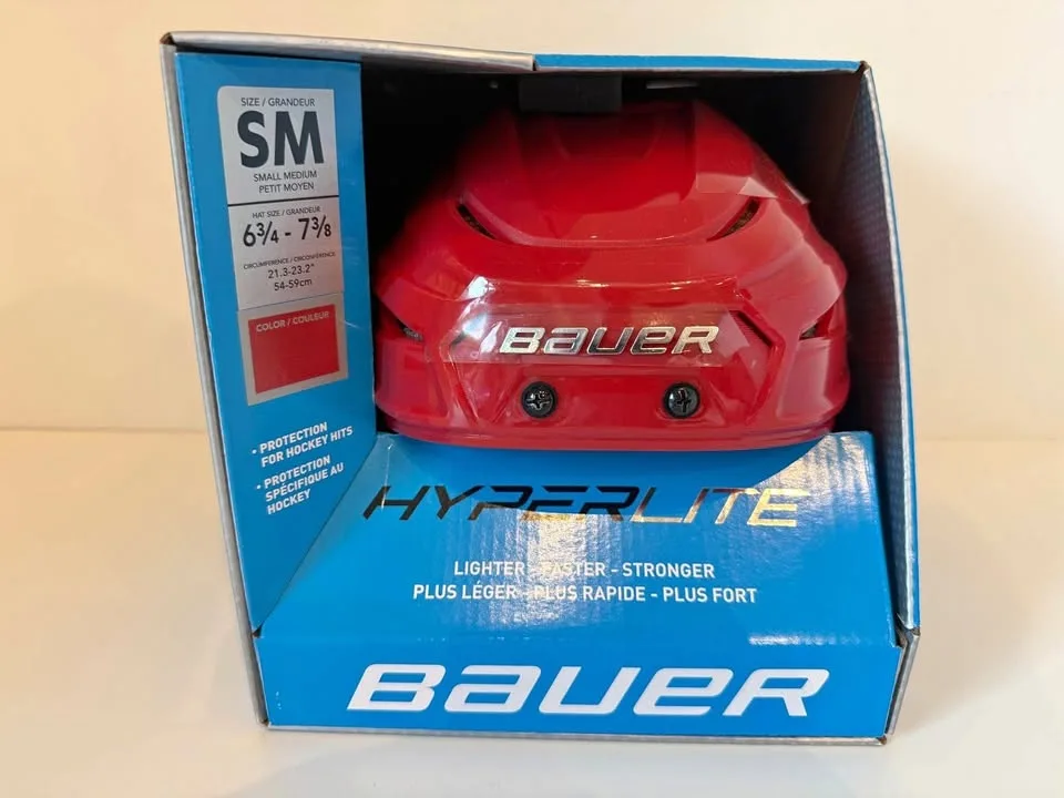Brand New Bauer HyperLite Hockey Helmet, S/M, Red