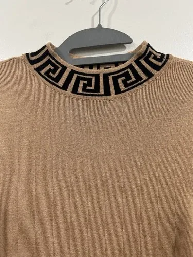Jolie&joy Dress Tan Long Sleeve Black Accents Size M image indicator(3)