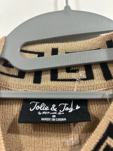 Jolie&joy Dress Tan Long Sleeve Black Accents Size M image indicator(4)