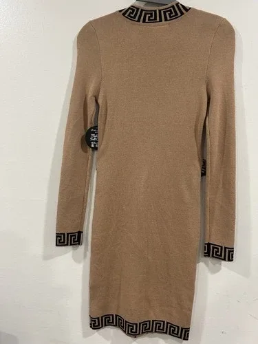 Jolie&joy Dress Tan Long Sleeve Black Accents Size M image indicator(5)
