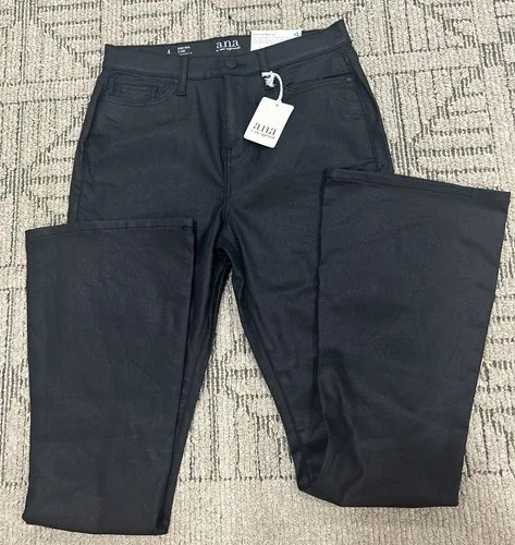 a.n.a. Jeans Flared Leg High Rise Womens 4 Tall Black