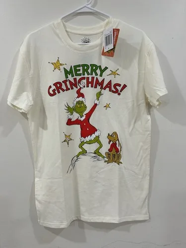 Dr. Seuss Merry Grinchmas Tee - Cream Size XL Unisex