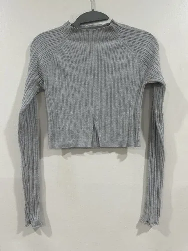 Garage Light Gray Ribbed Knit Top Size M