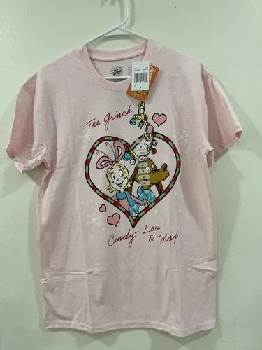 Dr. Seuss Pink Grinch and Cindy Lou Tee Size L Unisex