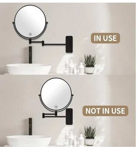 Wall Mounted Double-Sided Swivel Makeup Mirror 8” image indicator(2)