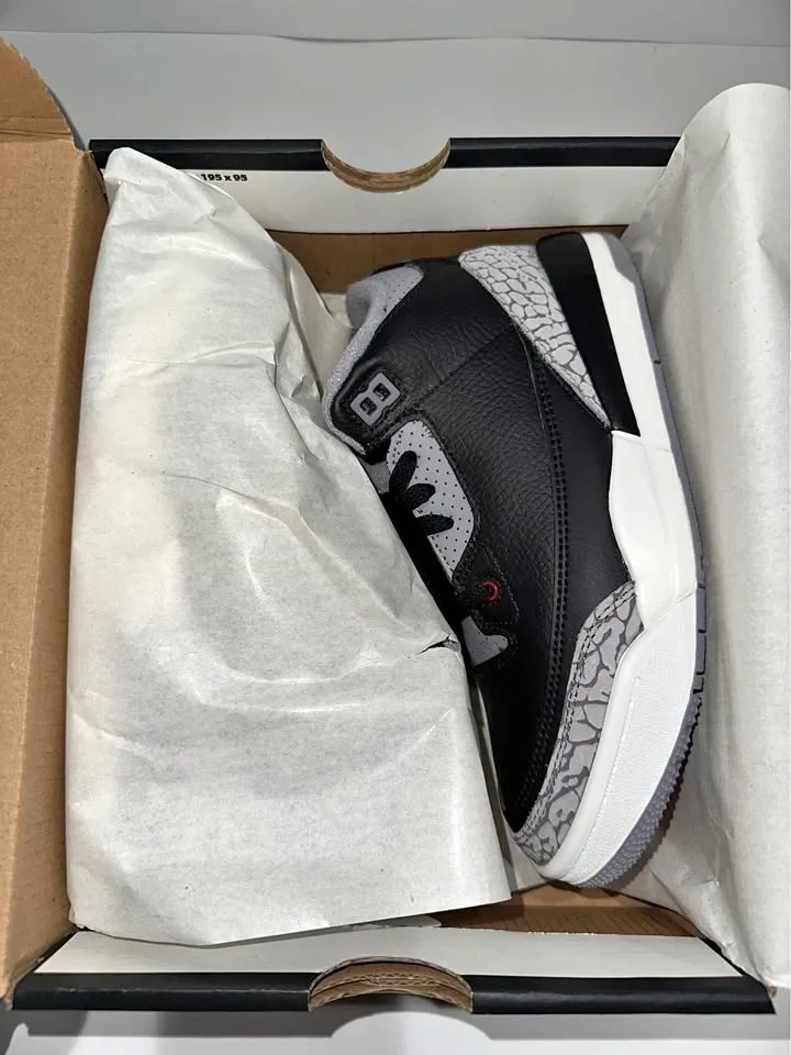 Jordan 3 Retro Black Cement (2024) (PS) Size 2y