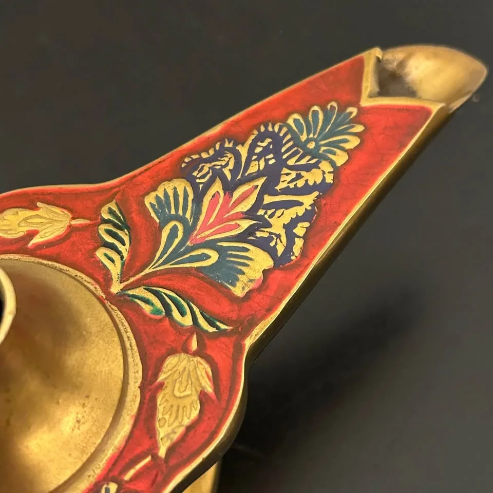 Vintage Brass Enamel Genie Lamp image indicator(2)