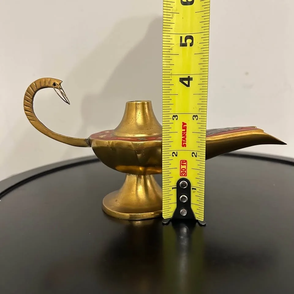 Vintage Brass Enamel Genie Lamp image indicator(6)