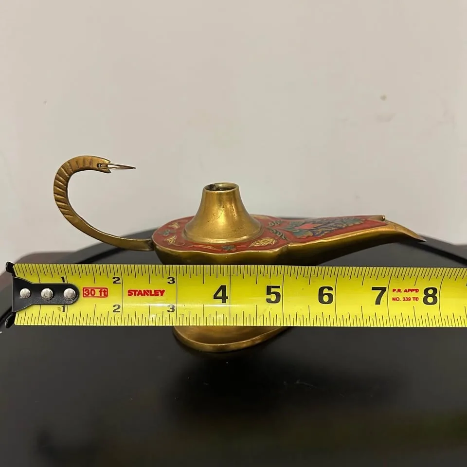 Vintage Brass Enamel Genie Lamp image indicator(10)