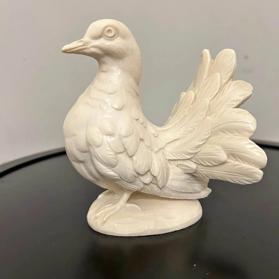 Italian Santini Dove Sculpture • Alabaster Pigeon • Signed Vinta