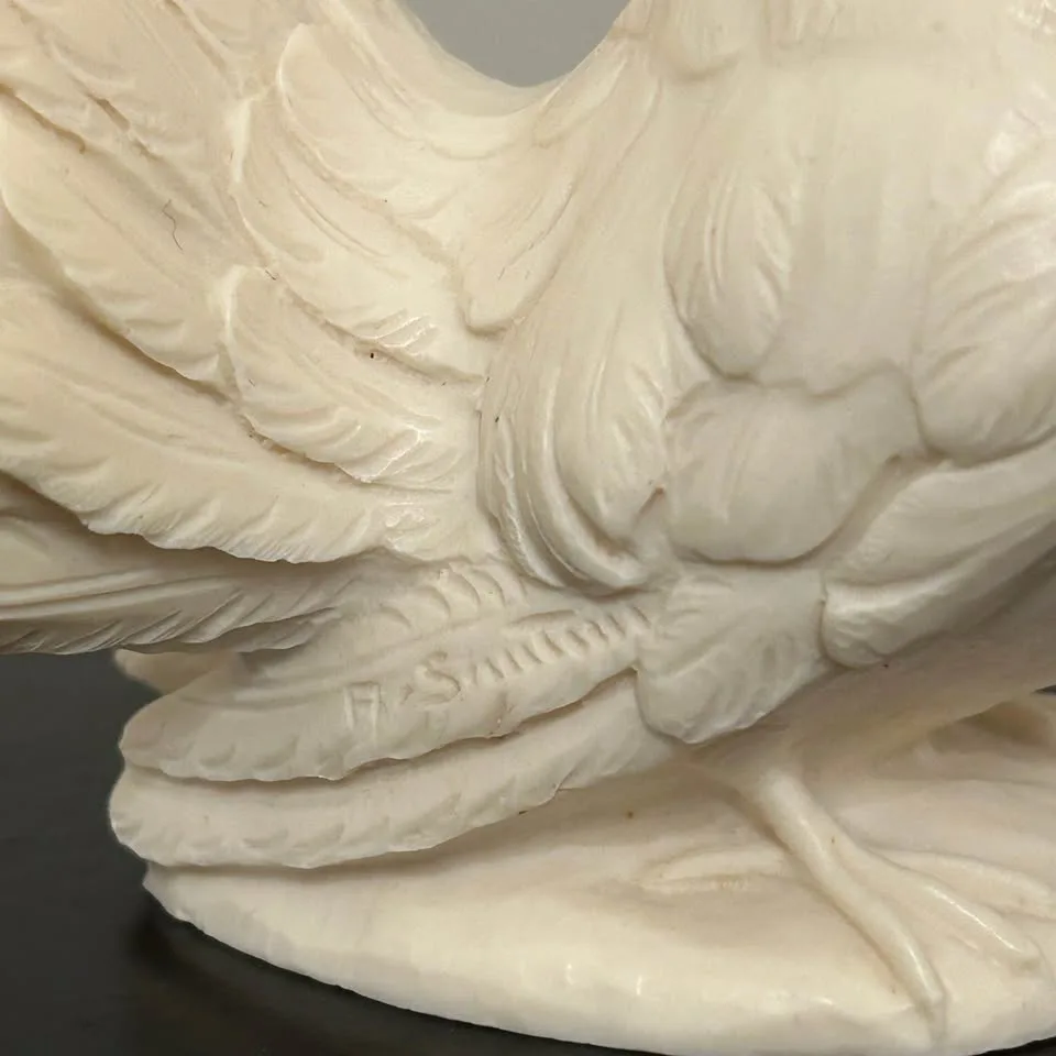 Italian Santini Dove Sculpture • Alabaster Pigeon • Signed Vinta image indicator(2)