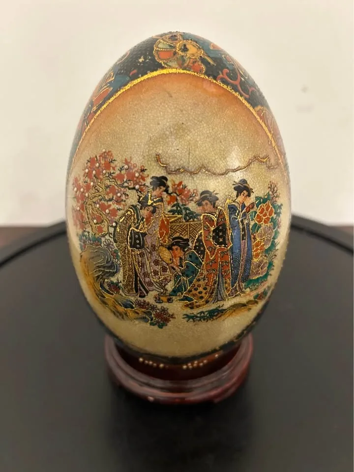 Satsuma Style Porcelain Egg Hand-Painted Asian Art image indicator(2)