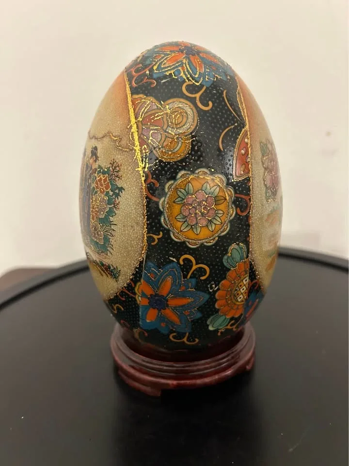 Satsuma Style Porcelain Egg Hand-Painted Asian Art image indicator(3)