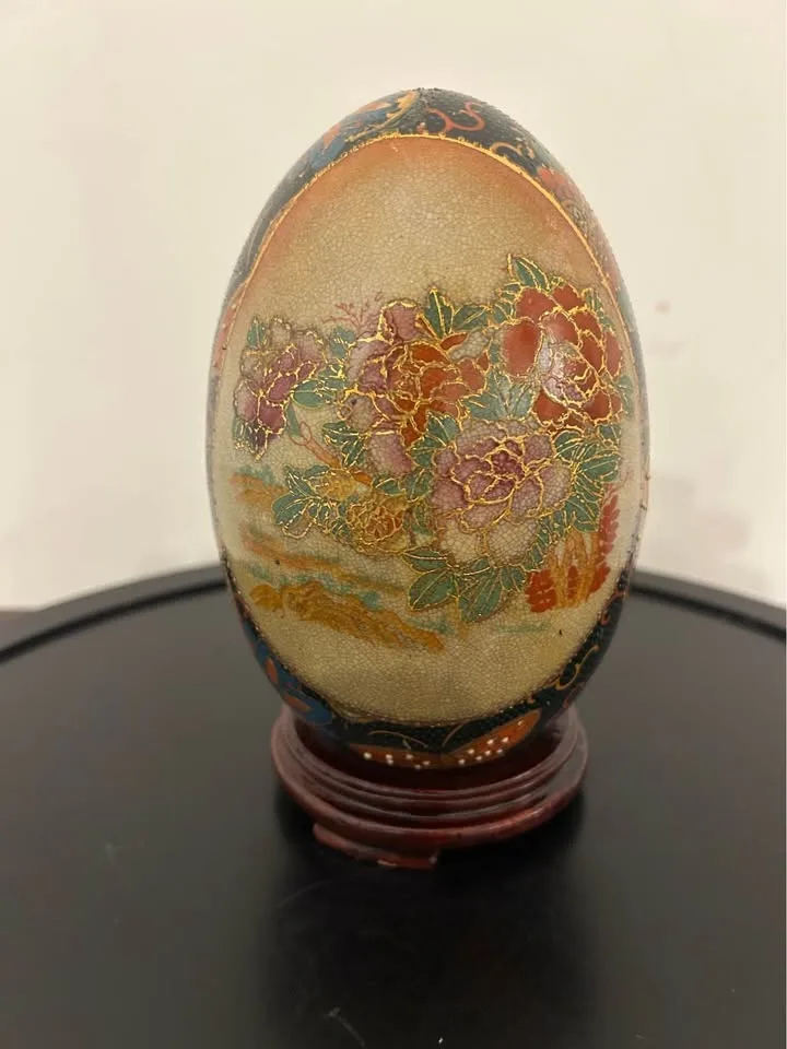 Satsuma Style Porcelain Egg Hand-Painted Asian Art image indicator(4)