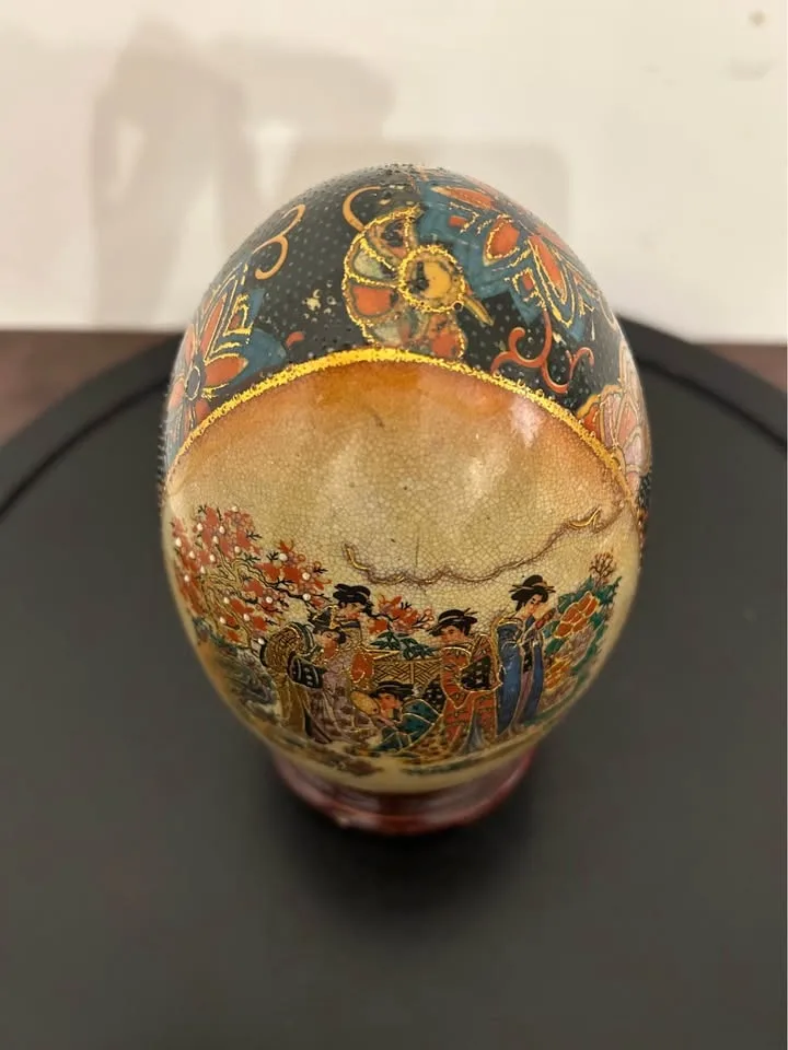 Satsuma Style Porcelain Egg Hand-Painted Asian Art image indicator(6)