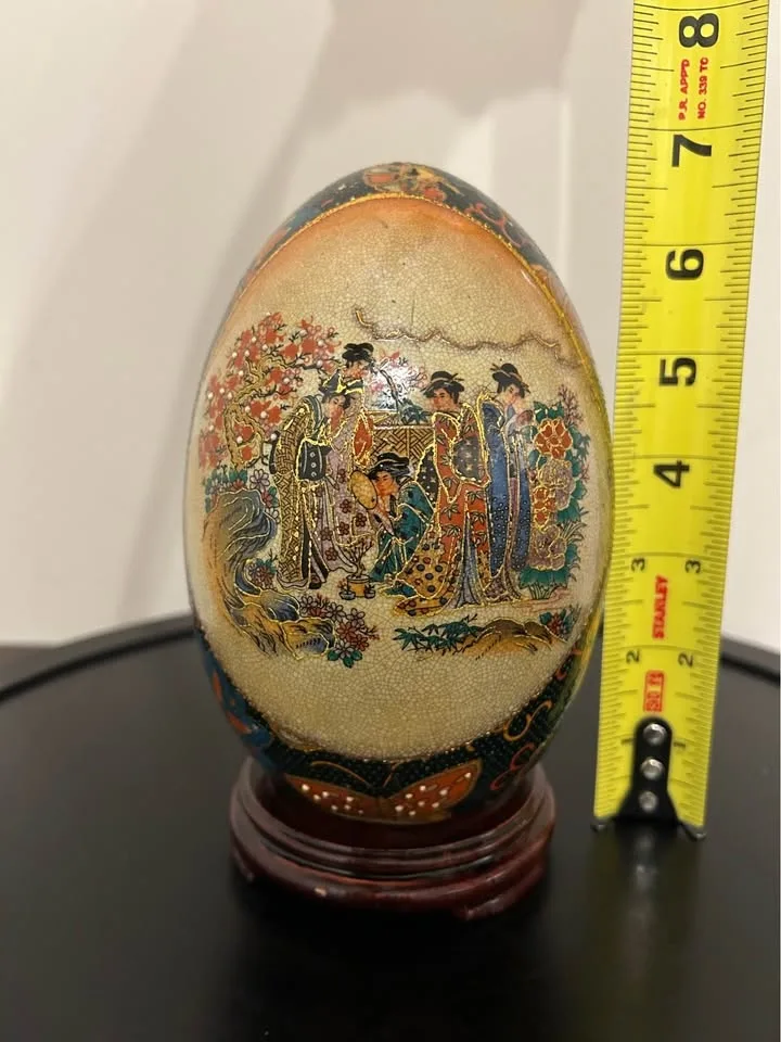 Satsuma Style Porcelain Egg Hand-Painted Asian Art image indicator(7)