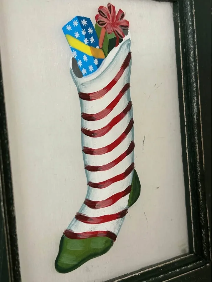 Christmas Decor – Hand-Painted Stocking Wall Art 6”/5” image indicator(4)