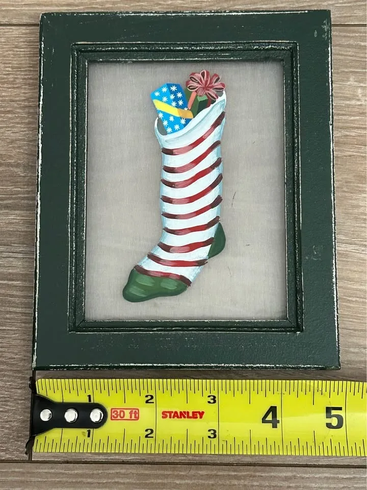 Christmas Decor – Hand-Painted Stocking Wall Art 6”/5” image indicator(6)