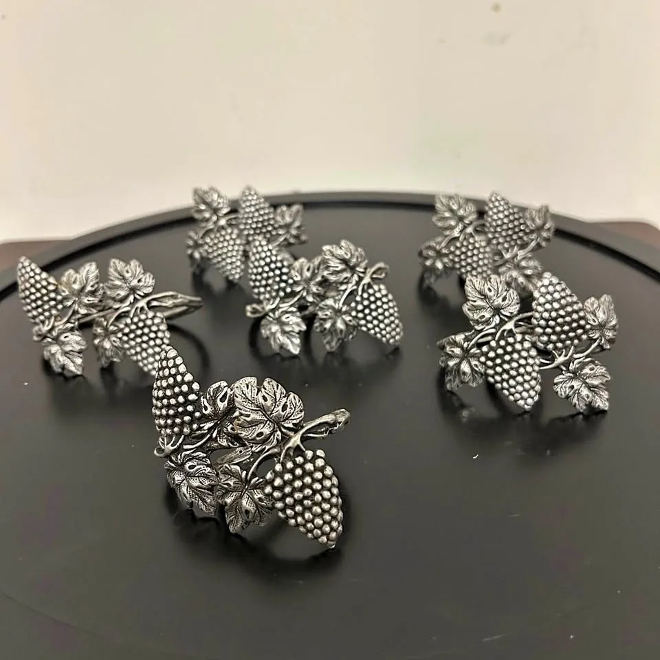 Set of 12 Vintage Thai Pewter Napkin Rings