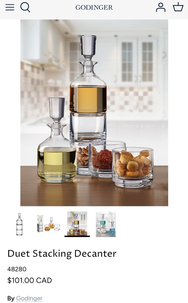 Godinger Crystal Stackable Decanter Set (BNIB, Giftable) - photo 4