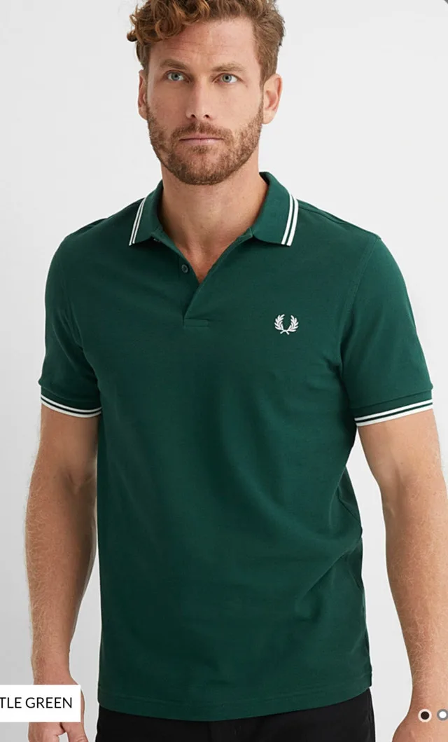 Fred Perry Logo Polo Shirt (Bottle Green) (Muscle Fit, Small) image indicator(9)