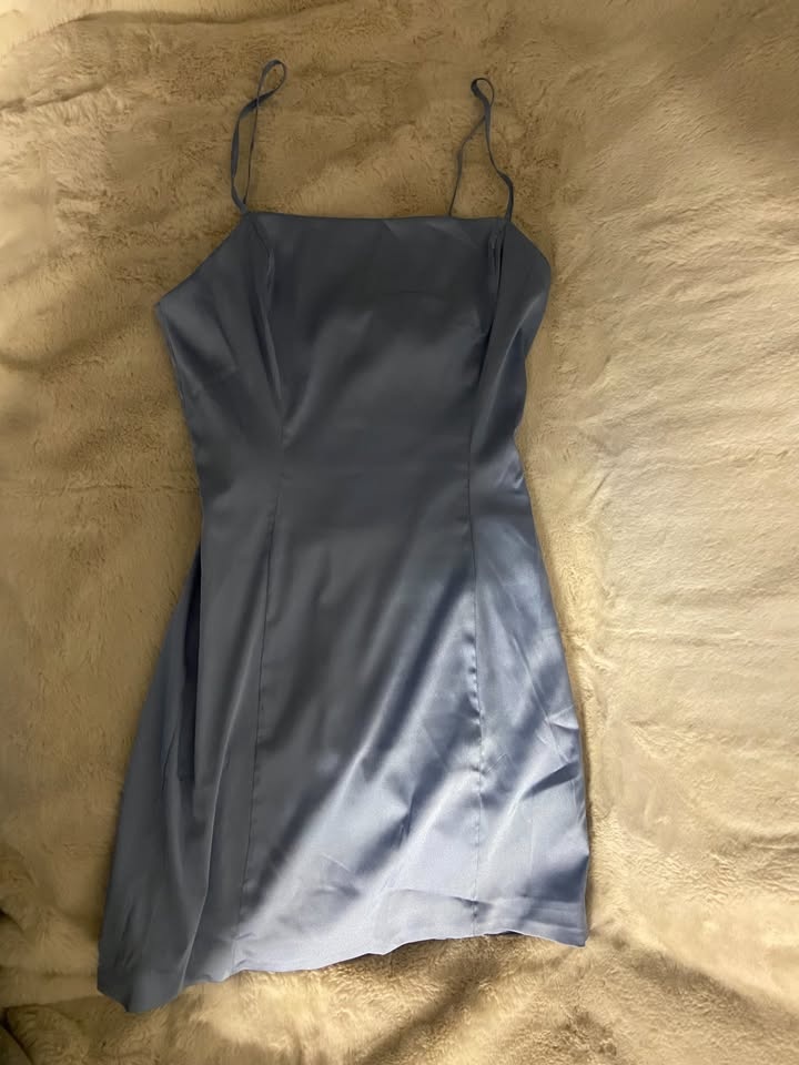 Sunday Best Shimmer Satin Dress (cornflower blue) - photo 2