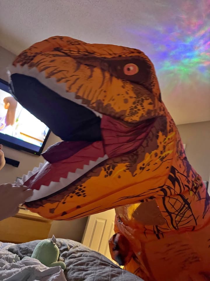 Inflatable Dinosaur Costume for Adult T-rex Blow up Costume Funn