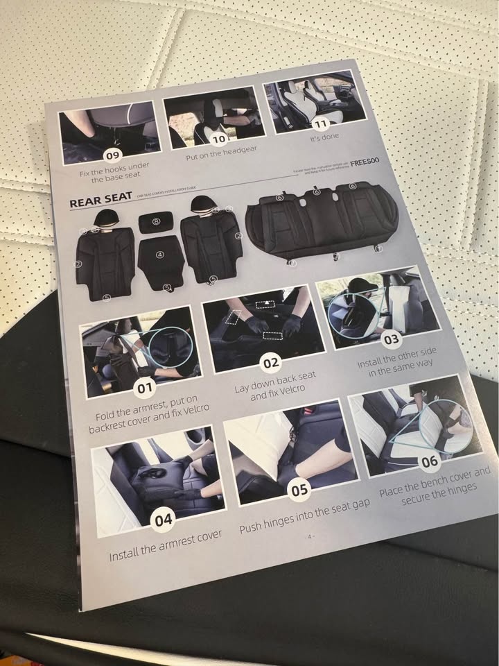 Tesla Model Y Seat Covers 2020-2023 Leather Black and White - photo 2