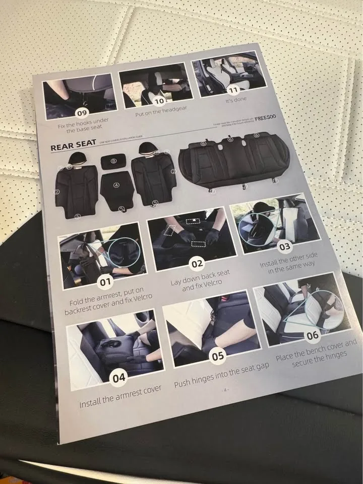 Tesla Model Y Seat Covers 2020-2023 Leather Black and White image indicator(2)