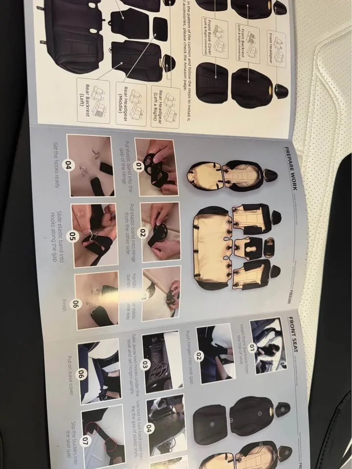 Tesla Model Y Seat Covers 2020-2023 Leather Black and White image indicator(3)