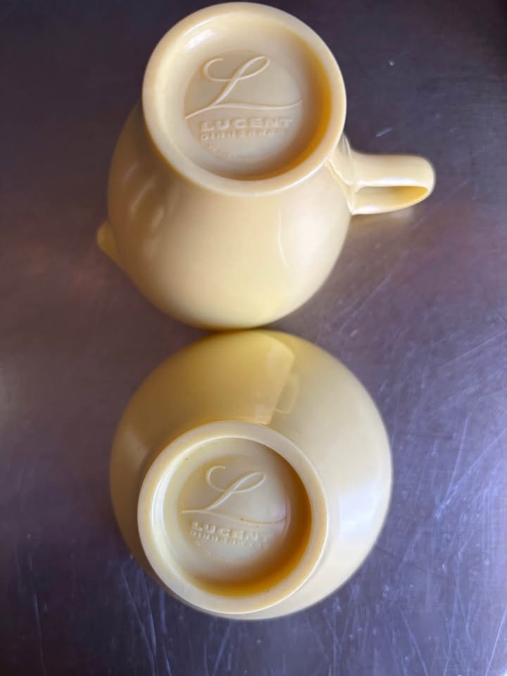 Mid-century Lucent yellow sugar, bowl and creamer, set. - photo 3