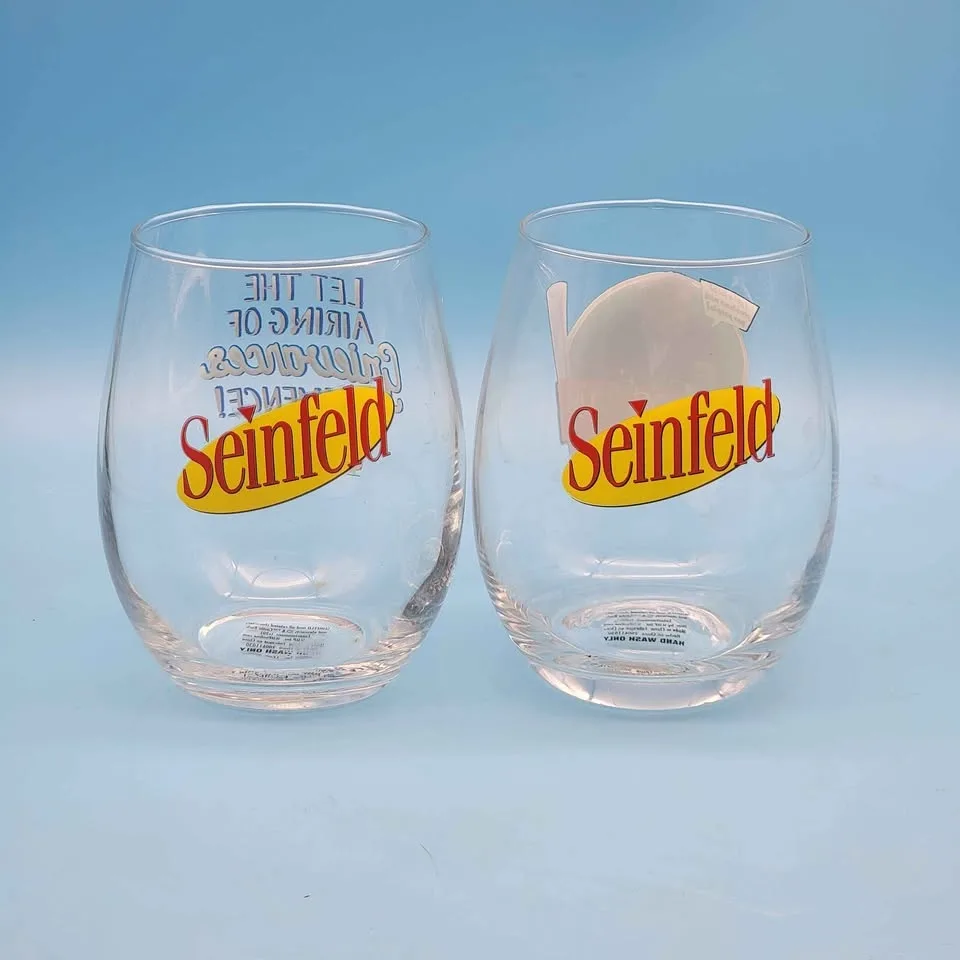 🥳VGC🤩 Seinfeld (2006) "FESTIVUS" Stemless WINE GLASSES image indicator(5)