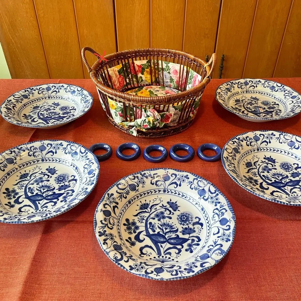 Vintage🧅Blue Onion Pattern Ceramic Dinnerware Set (5pcs)