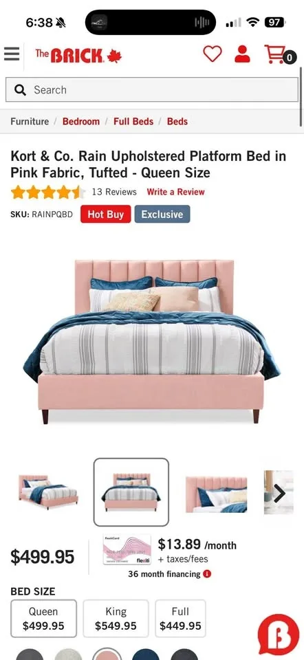 Queen bed (retail $499)