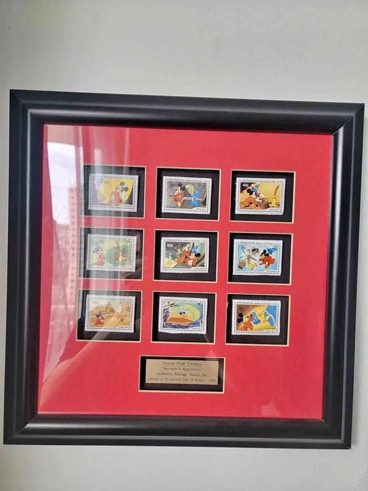 1982 Disney Fantasia Stamps in Frame Rare!
