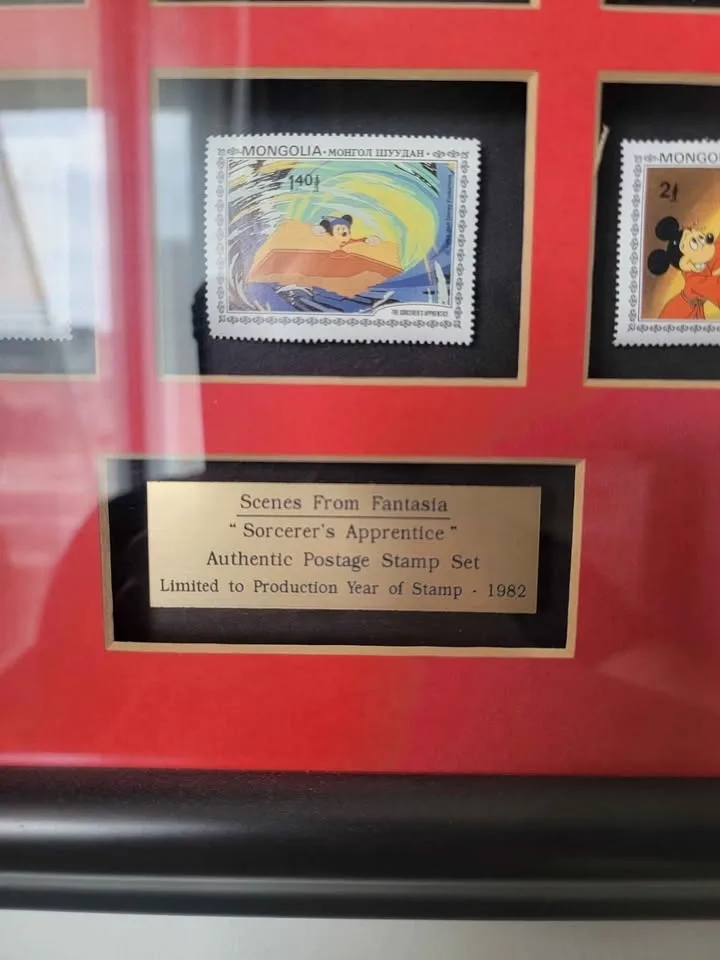1982 Disney Fantasia Stamps in Frame Rare! image indicator(2)