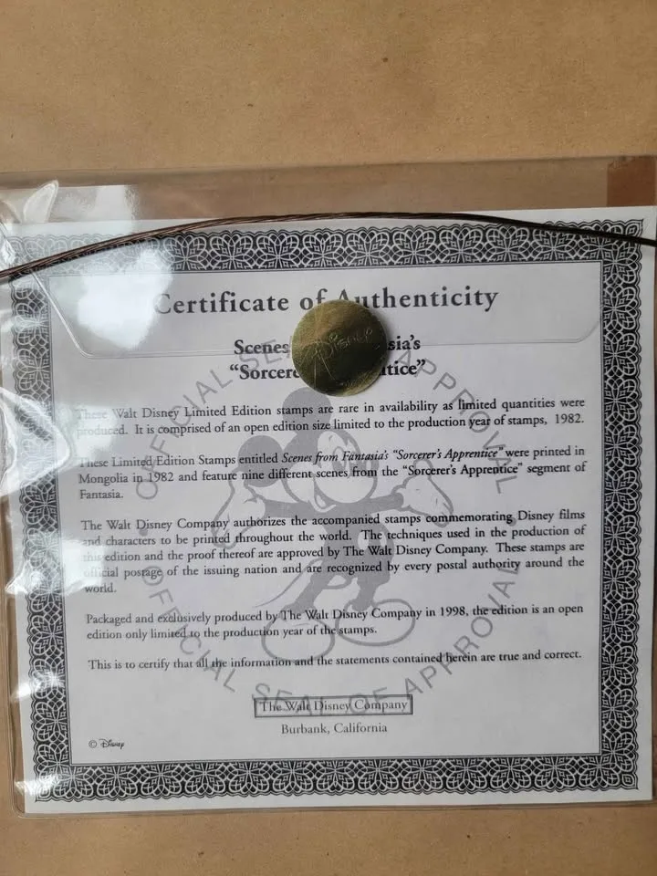 1982 Disney Fantasia Stamps in Frame Rare! image indicator(4)