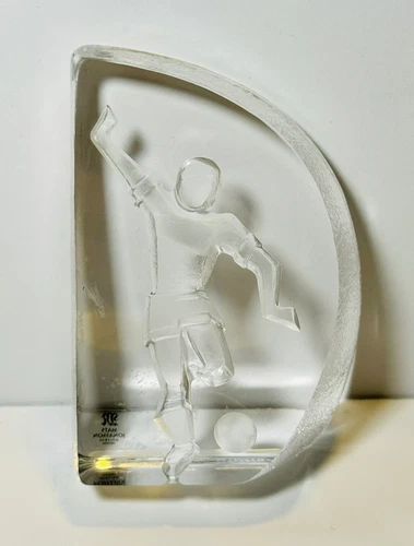 Mats Jonasson Soccer Player Crystal Sculpture Made In Sweden