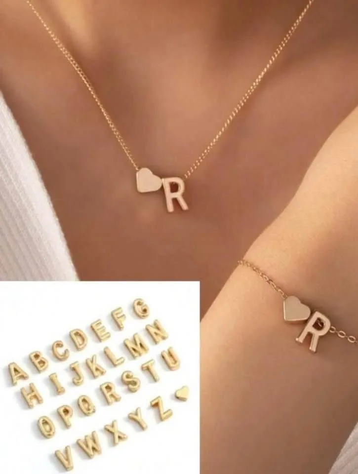 Alphabet Necklace & Bracelet set
