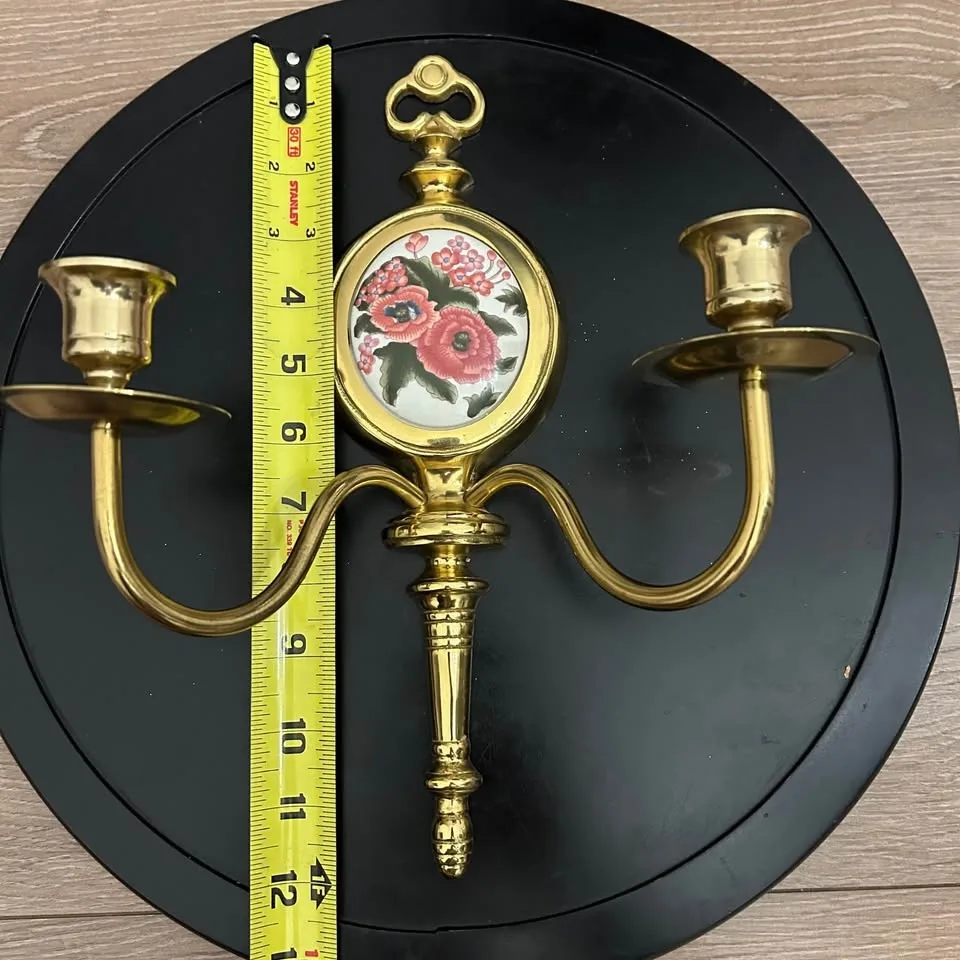 Vintage Brass Double Candlestick Wall Sconce image indicator(3)