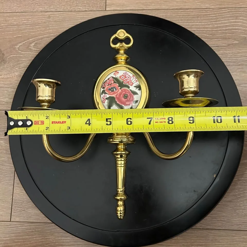 Vintage Brass Double Candlestick Wall Sconce image indicator(6)