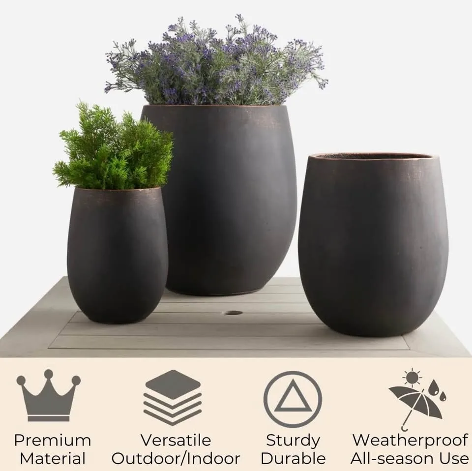 🌿 Wallowa 3-Piece Concrete Planter Set – Brand New image indicator(5)