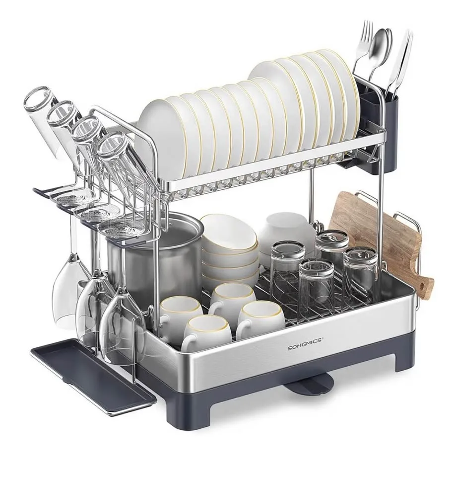✨ SONGMICS 2-Tier Dish Drying Rack — Brand New (Silver/Grey) image indicator(2)