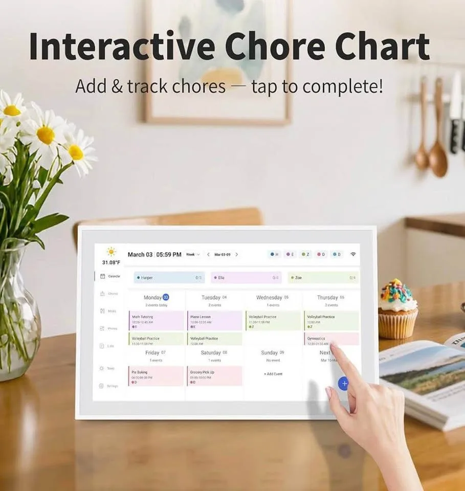 ✨ New BOCT 21.5” Digital Family Calendar & Chore Chart image indicator(2)