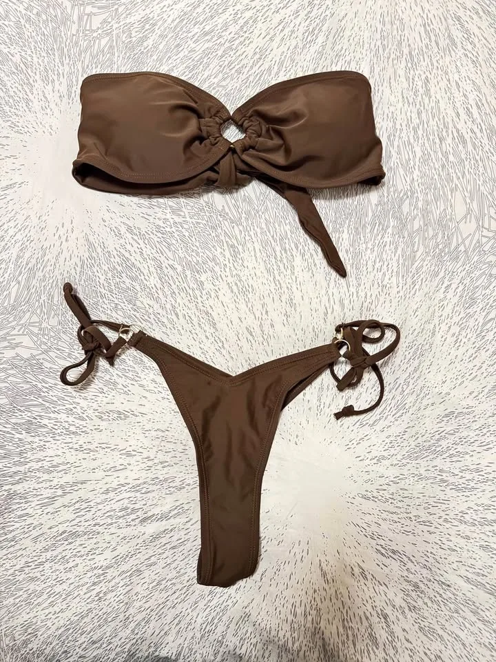 Brown Bandeau Bikini Set - Size Small / Medium